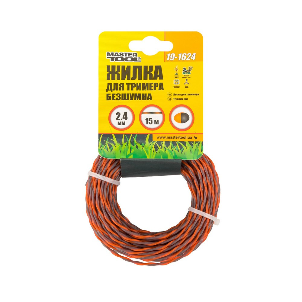 MASTERTOOL Жилка для тримера безшумна MASTERTOOL SPIRAL 2.40 мм 15 м двоколірна 19-1624 Коломыя - изображение 4