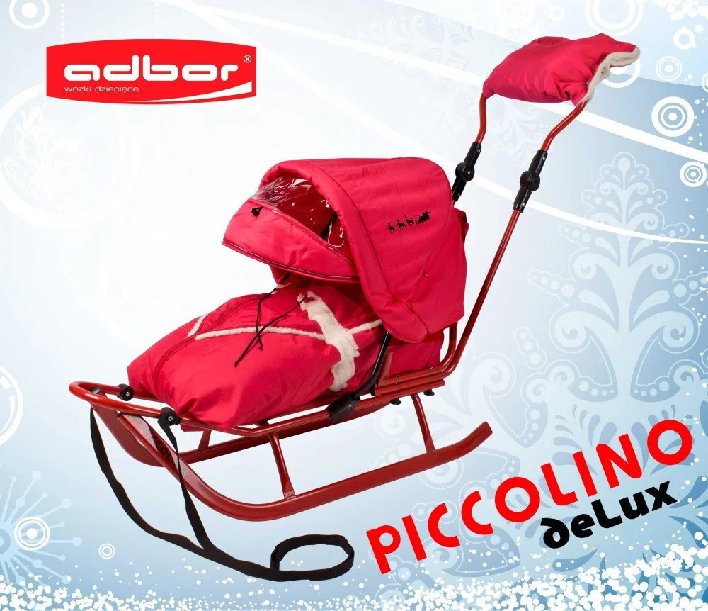 Санки детские Adbor Piccolino deLux с ручкой полный комплект (конверт, капюшон, муфта, подножки) Киев - изображение 4