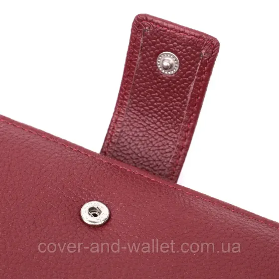 Женское кожаное портмоне на кнопке бордового цвета ST Leather Киев