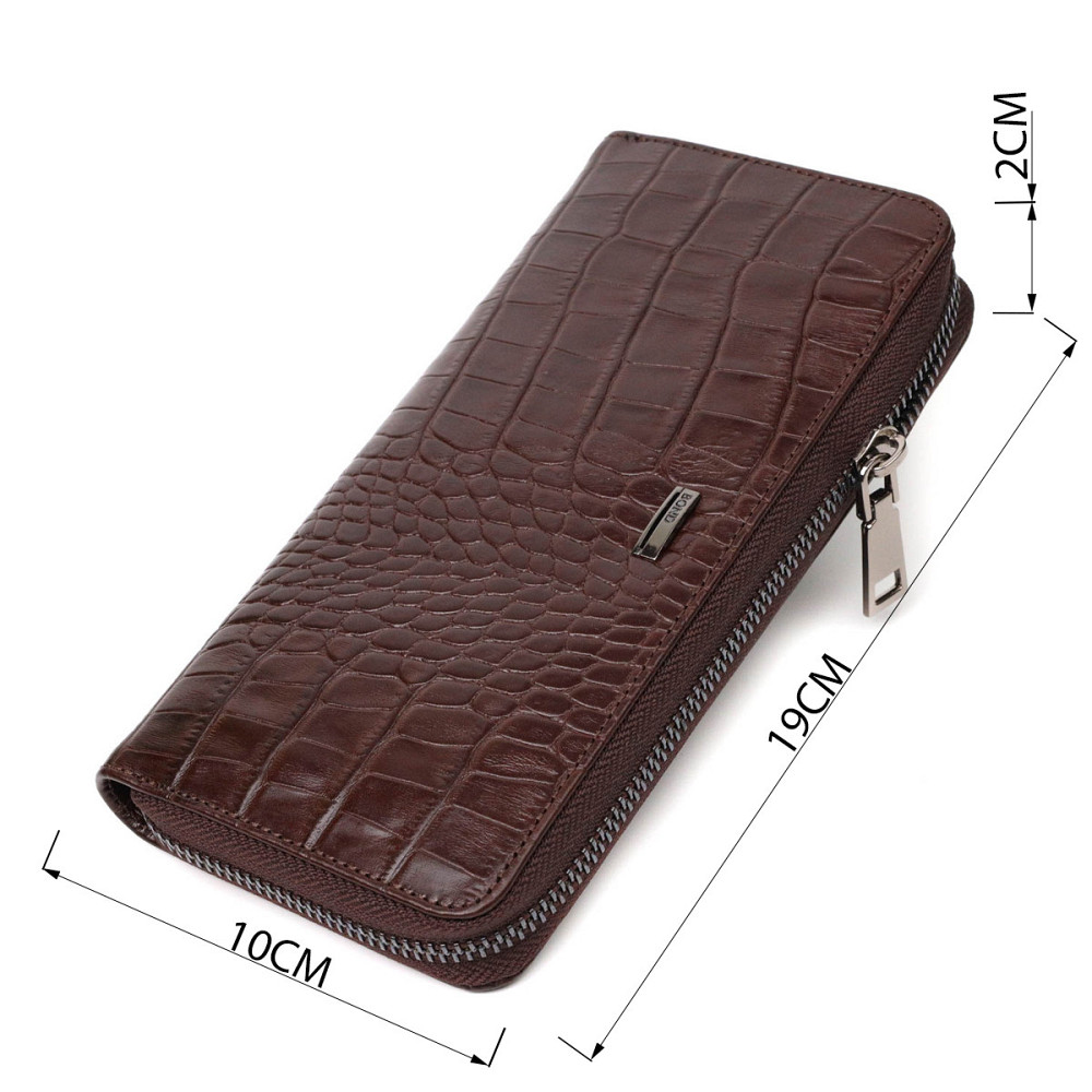 Практичный женский кошелек из натуральной кожи с тиснением под крокодила BOND 21982 Коричневый Киев - изображение 7