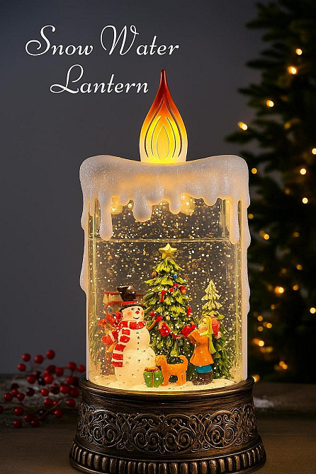 Новорічний нічник Свічка зі сніговиком від батарейок Одеса - фото 1