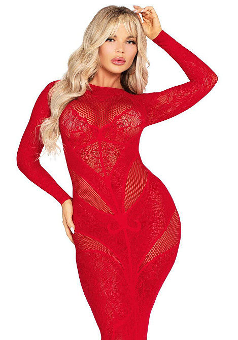 Платье Leg Avenue Lace and Net Bodycon Gown One Size, Red Sex Aura Киев - изображение 5