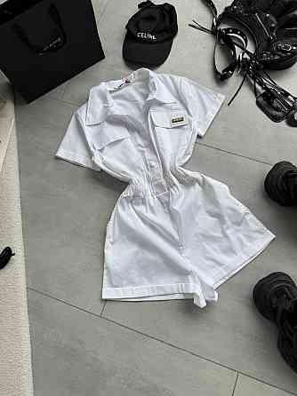 Женский летний базовый комбинезон с воротником коттон поплин Одесса