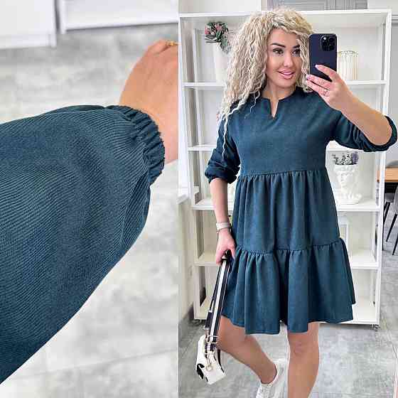 Женское базовое повседневное платье микро вельвет пляшка, 50/52 Одесса