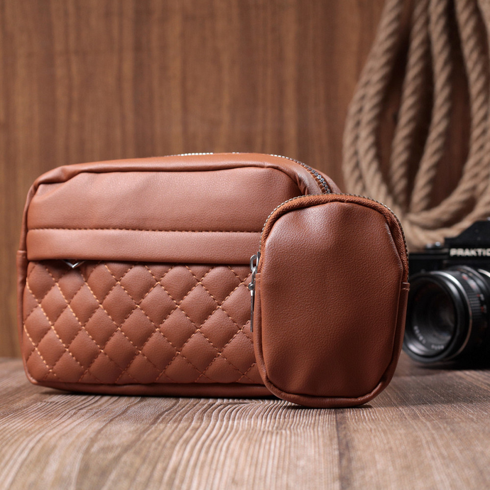 Женская сумка кросс-боди с монетницей из экокожи Vintage 22795 Рыжий Киев - изображение 9