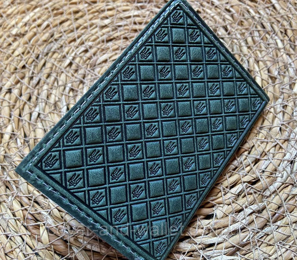 Зелена шкіряна обкладинка для ID-паспорта і авто документів з файлами ST Київ - фото 6