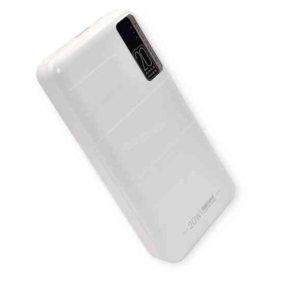 Повербанк 20000 mAh, 1 USB выход, заряд через MicroUSB, Type-C, индикатор заряда, белый Remax Мукачево