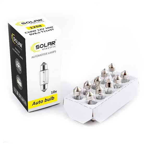 Лампа розжарювання Solar C10W 12V 10W SV8.5 T11x37, 10шт Киев