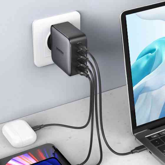 Зарядний пристрій 4xUSB 100W GaN (3хUSB-C+USB-A) + Cable CD226 Сірий Ugreen (90575) Київ