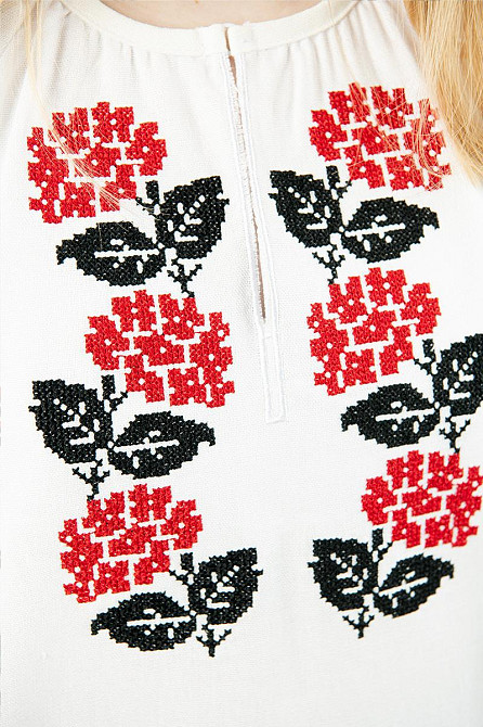 Вишиванка для дівчаток-підлітків лляна з довгим рукавом, білий топ Київ - фото 2