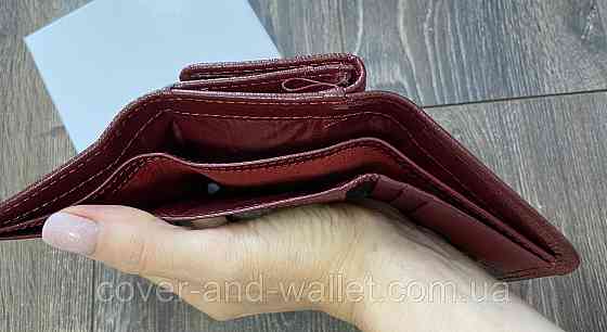 Компактный кожаный женский кошелек бордового цвета ST Leather 403 Киев