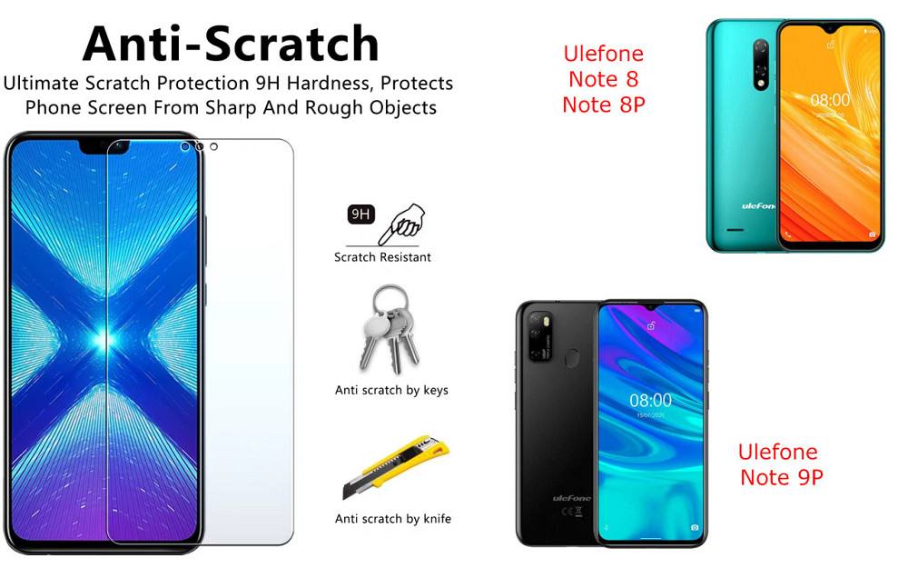 Защитное стекло NeoGlass для Ulefone Note 8, Note 8P, Note 9P – ультрапрозрачное и устойчивое Киев - изображение 1