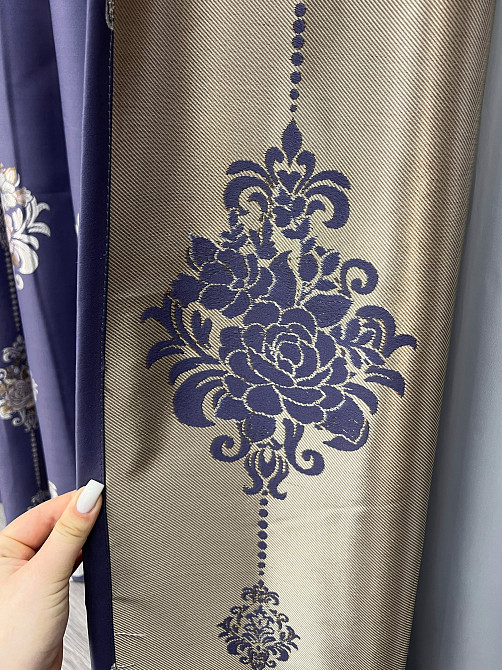 Комплект готових штор VR-Textil з вишивкою гладдю № 2056ш Синій 100х270 см 2шт (31-0059) Київ - фото 7