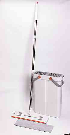 Швабра з відром для миття підлоги з віджимом, плоска насадка з мікрофібри, набір для прибирання дому HP-35015-18 Коломия