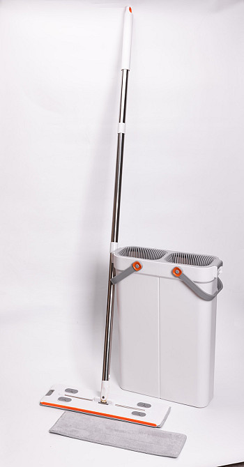 Швабра з відром для миття підлоги з віджимом, плоска насадка з мікрофібри, набір для прибирання дому HP-35015-18 Коломия - фото 2