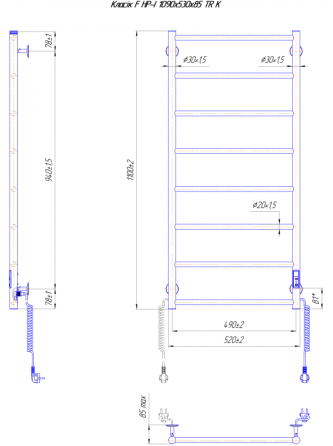Електрична рушникосушка Mario Класік F HP-I 1090x530 TR K чорний мат Київ