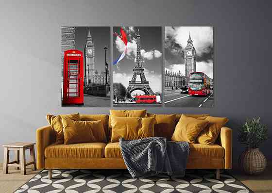 Модульна картина у вітальню/ спальню Велика Брітанія -Париж ART-281_3A 70х130 см Київ