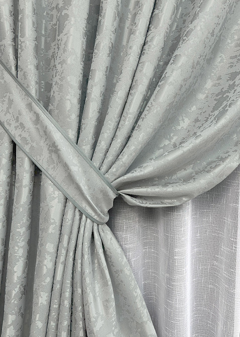 Комплект готових штор VR-Textil Льон мармур Pavliani ХО № 1911ш Світло-сірий 175х280 см 2 шт (39-0046) Київ - фото 5