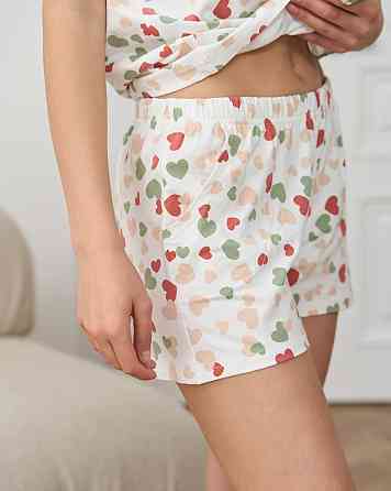 Женская пижама комплект рубашка с шортиками - сердечки Nicoletta 60236 XL Киев