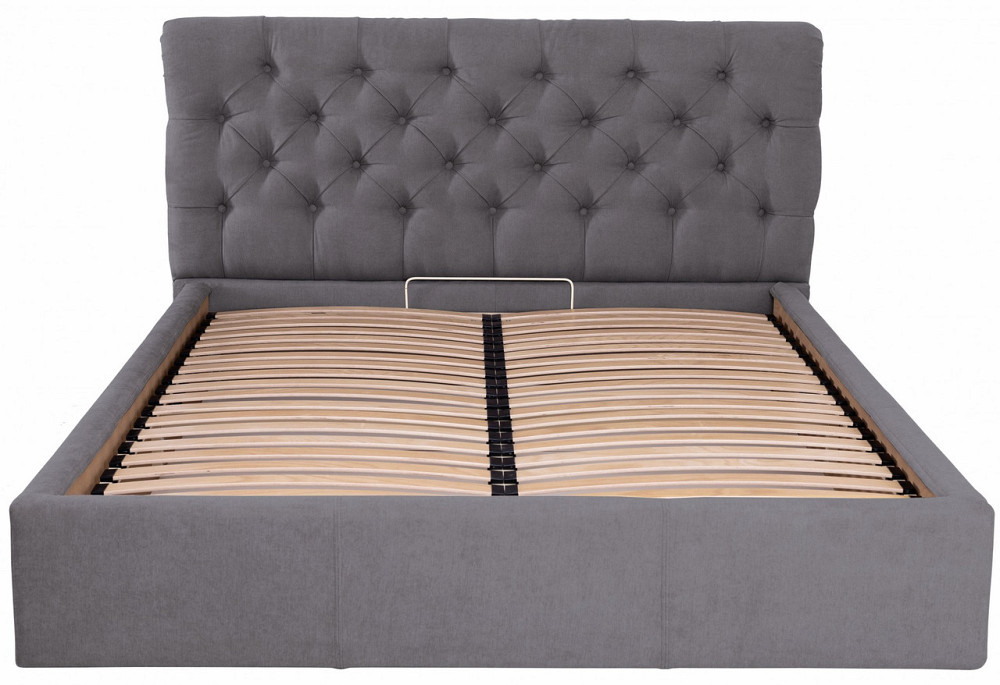 Кровать Двуспальная London VIP 160 х 200 см Мисти Dark Grey С дополнительной металлической цельносварной рамой Темно-серый Днепр - изображение 12