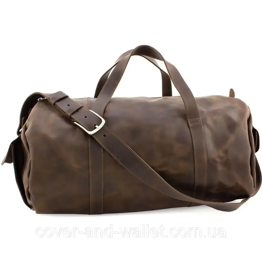 Элитная полу-круглая дорожная сумка из винтажной кожи Grande Pelle 760120 Киев - изображение 1