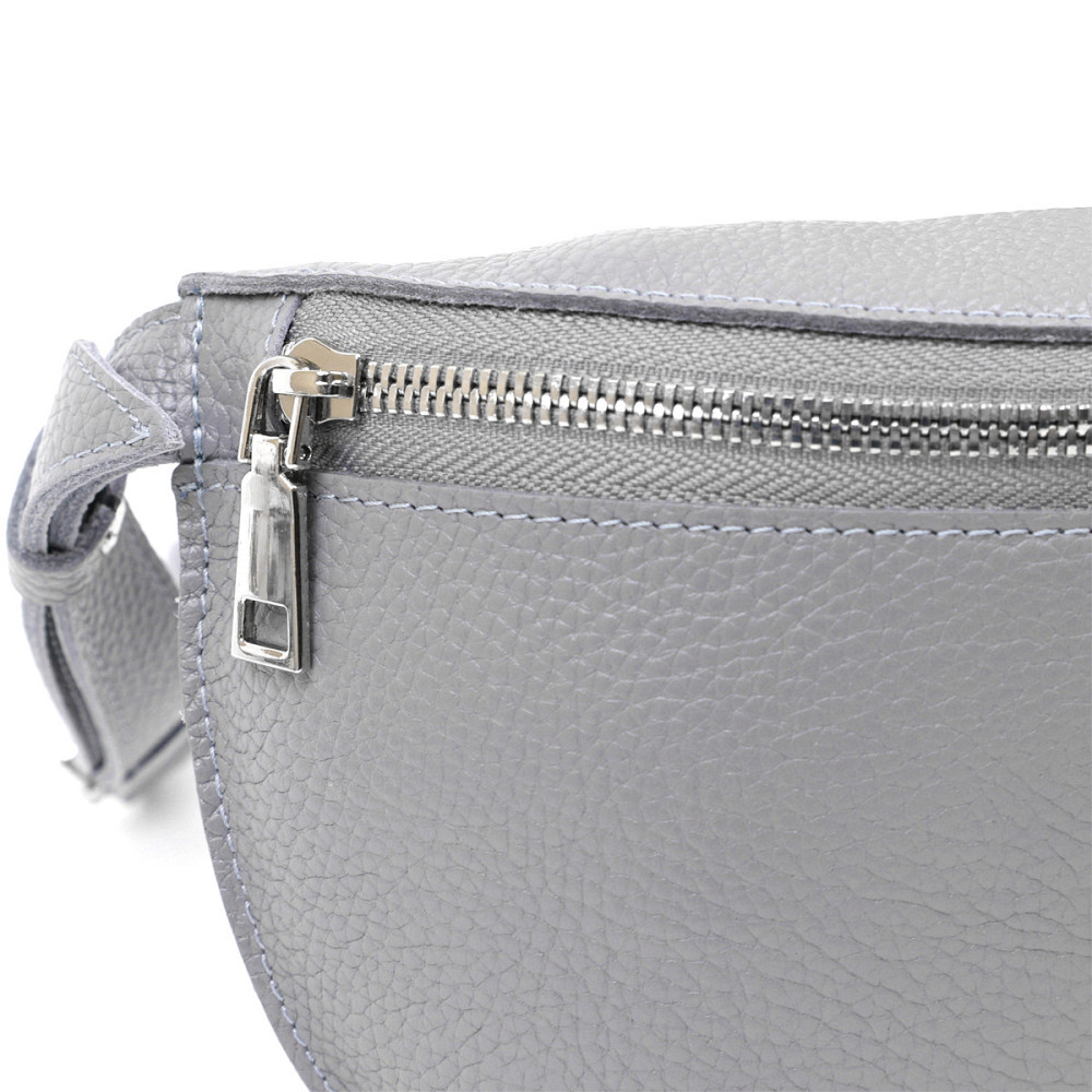 Оригінальна жіноча бананка із натуральної шкіри Shvigel 16379 Сірий Київ - фото 6