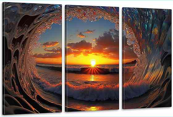 Модульна картина у вітальню/ спальню  Морські хвилі     ART-117_3A 100х150 см Київ