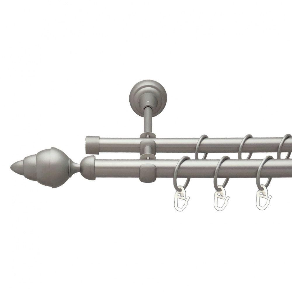 Карниз Orvit Треві металевий дворядний відкритий гладка труба кільце металеве Сатин 19\16 мм 300 см Львов - изображение 1