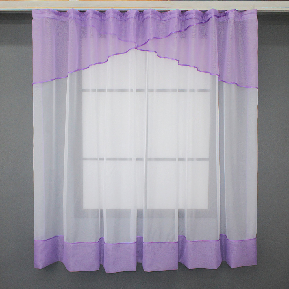 Кухонна занавіска VR-Textil № 078к бузковий з білим 280х170 см (52-0783) Київ - фото 1