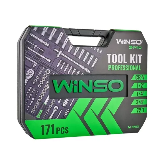 Професійний набір інструментів WINSO Pro 1/2", 1/4", 3/8", 72 зубці, CR-V, 171 од. Ковель