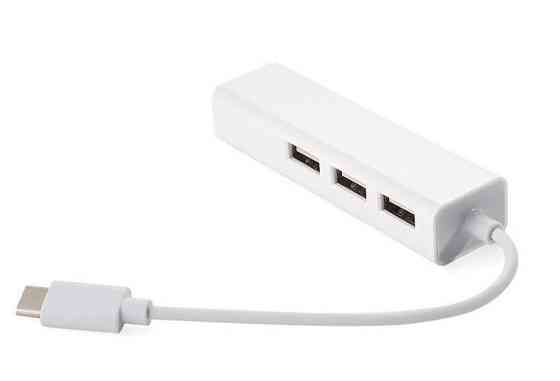 Хаб USB 2.0 Type-C -> 3xUSB 2.0 + RJ45 Fast Ethernet White Винница
