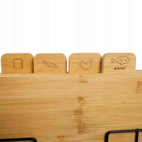 Кухонні дошки бамбукові обробні 4 шт з підставкою Ruhhy (19338) Нововолинськ