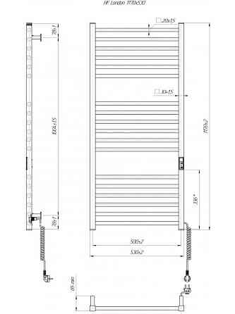 Електрична рушникосушка HF London 1170х530 TR K біла матова Київ