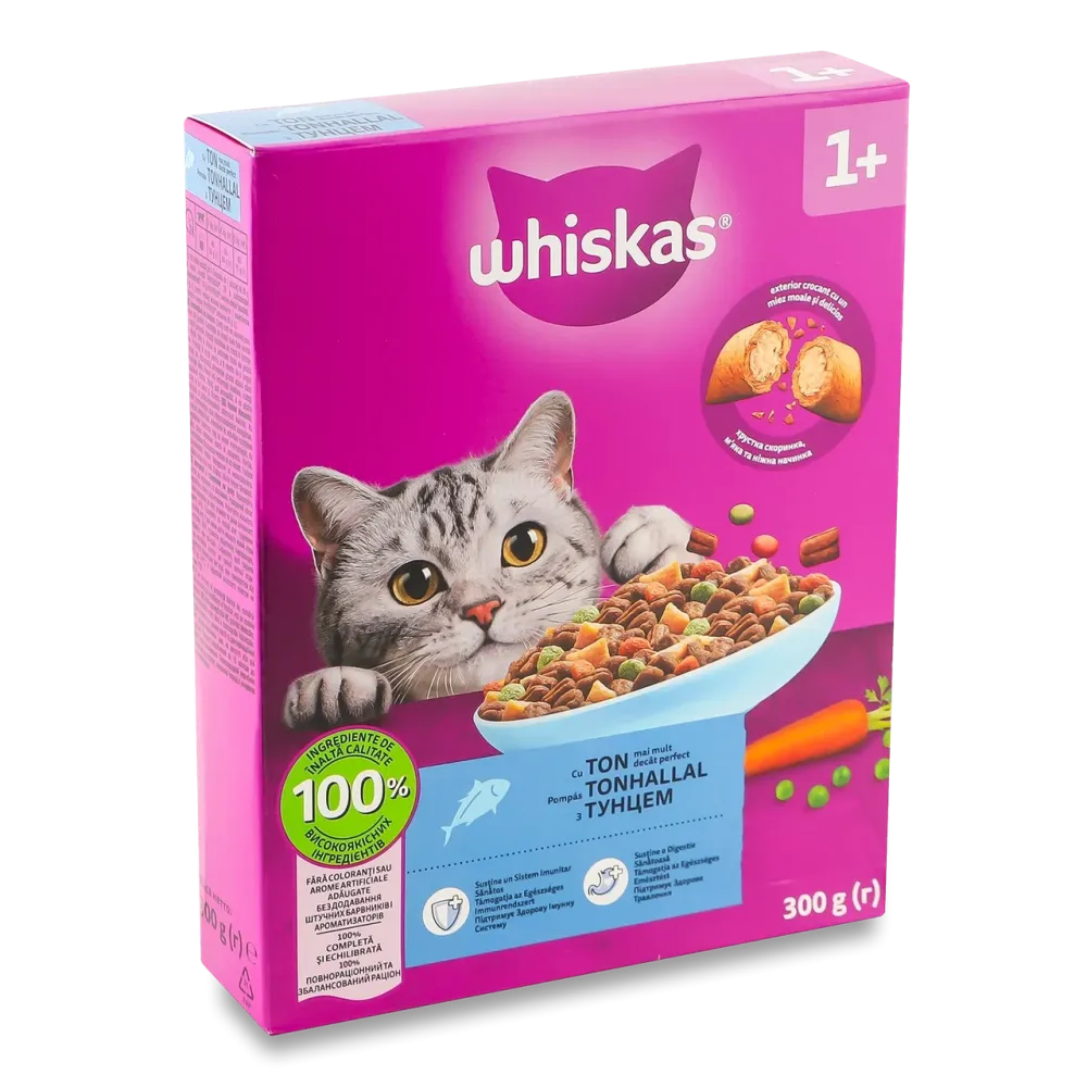 Повнораціонний сухий корм для дорослих котів Whiskas (Віскас) смачні подушечки з тунцем, 300 г Вінниця - фото 4