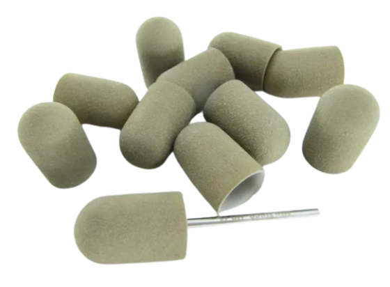 Набор Колпачки педикюрные на пластиковой основе 180 гритт серый полировочный 10 шт плюс основа держатель. Киев