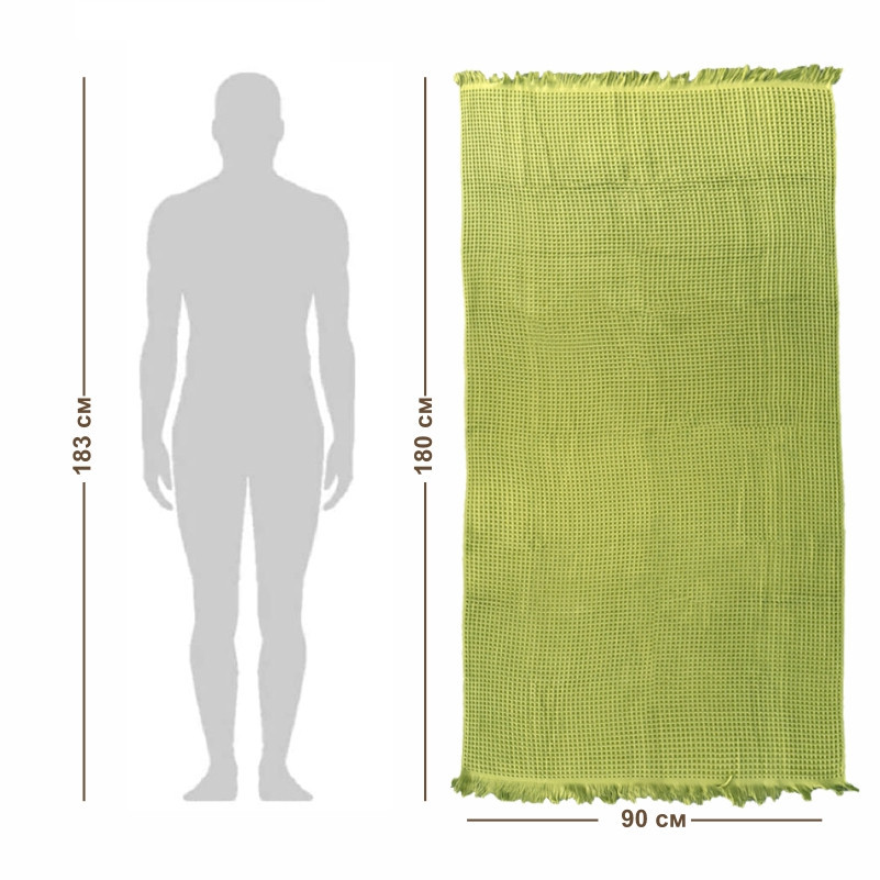 Вафельний рушник Lovely Svi - бавовна-  для ванної, готелів, спа - XXL 90х180 см - Зелений (402443) Київ - фото 4