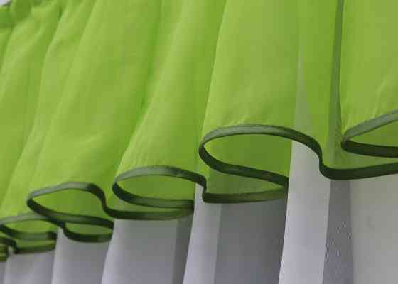 Кухонный комплект VR-Textil № 00к шторки с ламбрекеном белый с салатовым 200х170 см (59-957) Киев