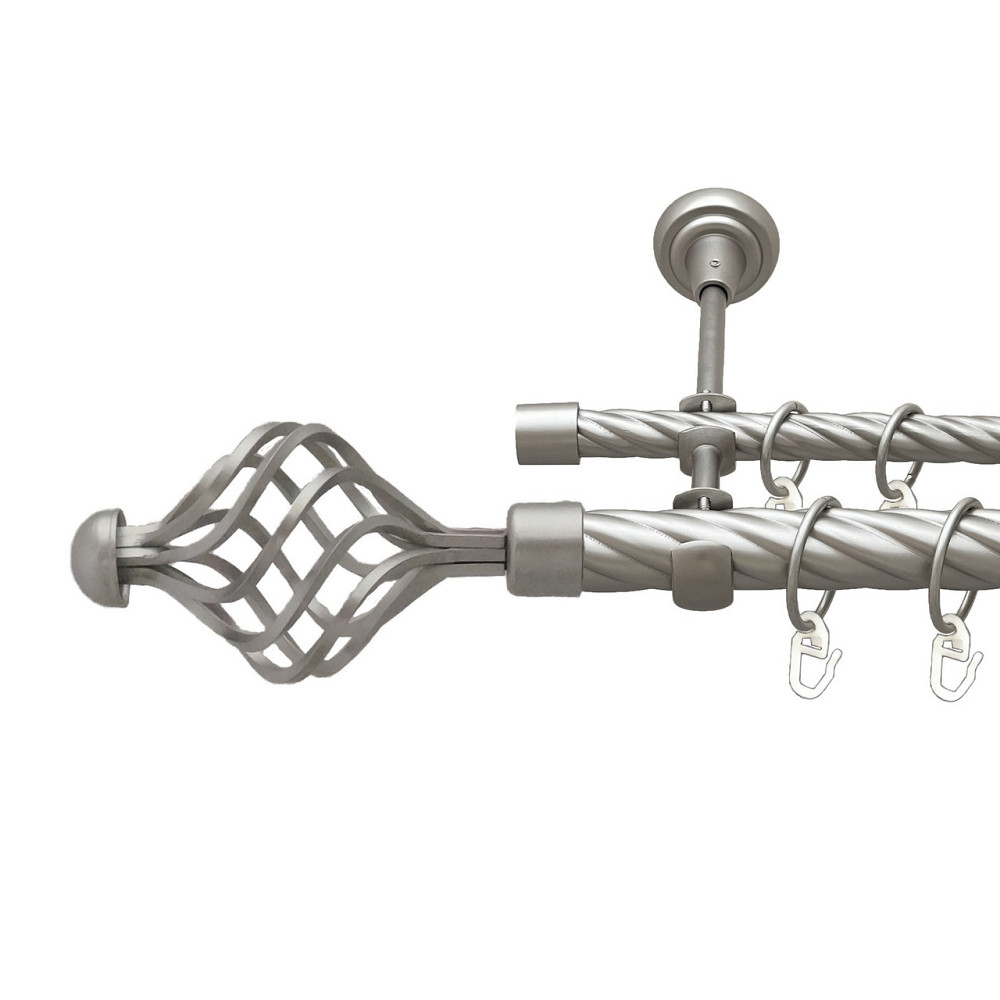 Карниз Orvit Арезо металевий дворядний відкритий скручена труба кільце металеве Сатин 25\16 мм 200 см Львов - изображение 1