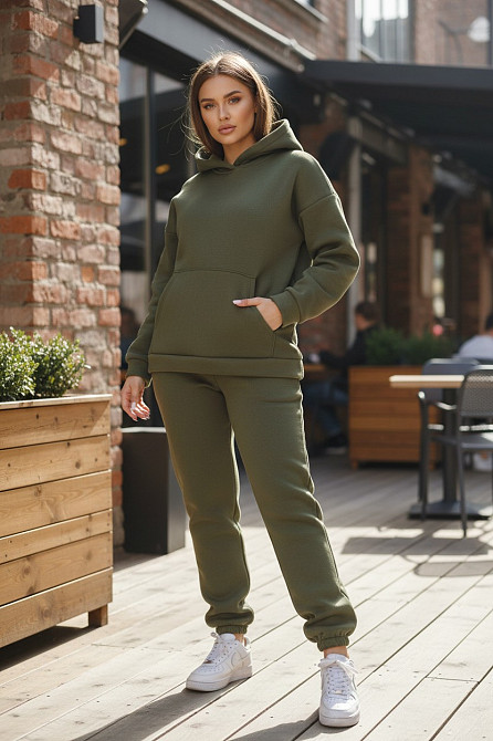 Теплий жіночий костюм на флісі батал Хакі 2XL/3XL Харків - фото 9