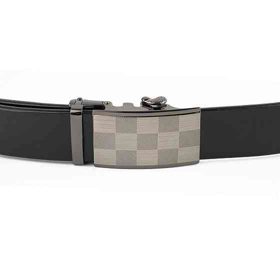 Ремень мужской с автоматической пряжкой шахматка Vintage 20266 Черный Киев