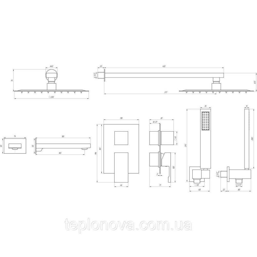 Смеситель для душа встроенный TOPAZ ODISS TO 08115-H13-BL Черновцы - изображение 2