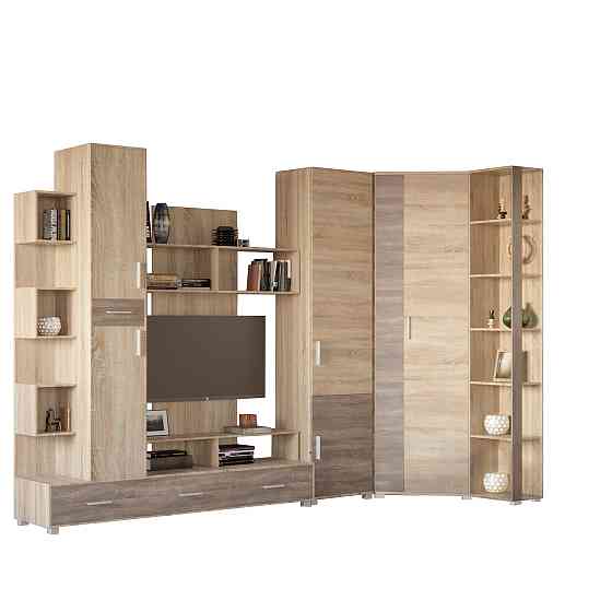 Стенка Эверест Бриз + Пенал 15 + Угловой шкаф ШКУ-14 + Пенал 18 сонома+трюфель (DTM-2244) Львов