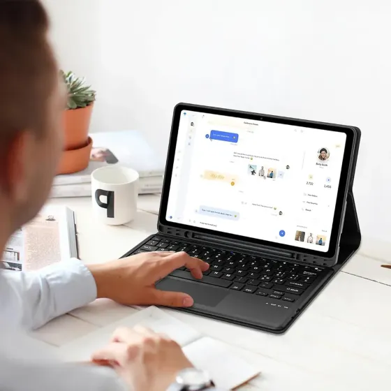 Чехол книжка Samsung Tab S9+ Plus X810 S9 FE+ X610 клавиатура (черный) Одесса