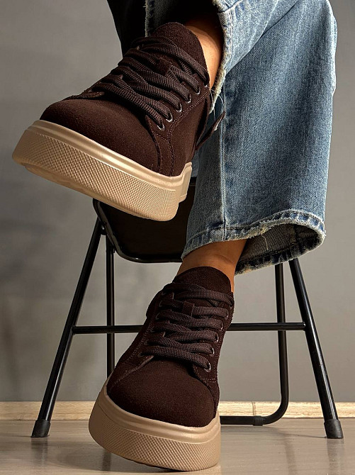 Кеды женские Hengji 85-12 натуральный замш на платформе коричневые, 36, 23,5 см Одесса - изображение 7