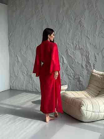 Довгий шифоновий халат Красный L/2XL Харьков