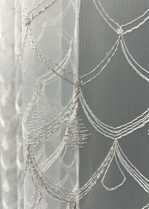 Тюль фатин з вишивкою та люрексом колір молочний з пудровим 2013т Київ - фото 3