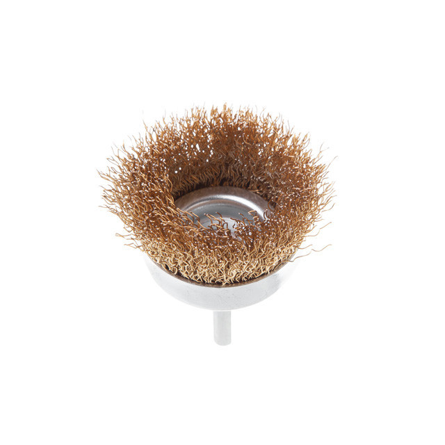 Щітка чашкова, 50 мм, 1/4", кручений дріт покритий латунню, для дриля, 4500 об/хв INTERTOOL BT-9051 Київ - фото 3