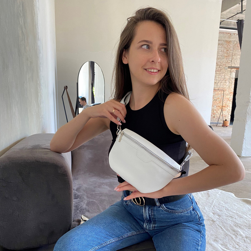 Шкіряна бананка жіноча, поясна якісна класична на кожен день, білаMasterSem Київ - фото 3