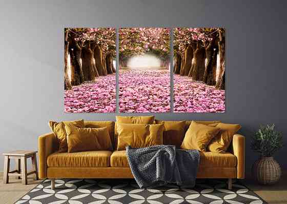Модульная картина в гостиную / спальню  Сакура       ART-308_3A Киев