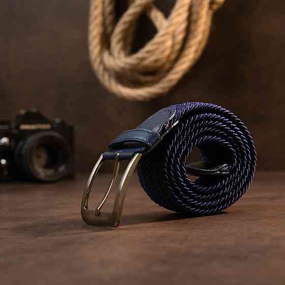 Текстильний ремінь чоловічий класика Синій (Vintage) Київ